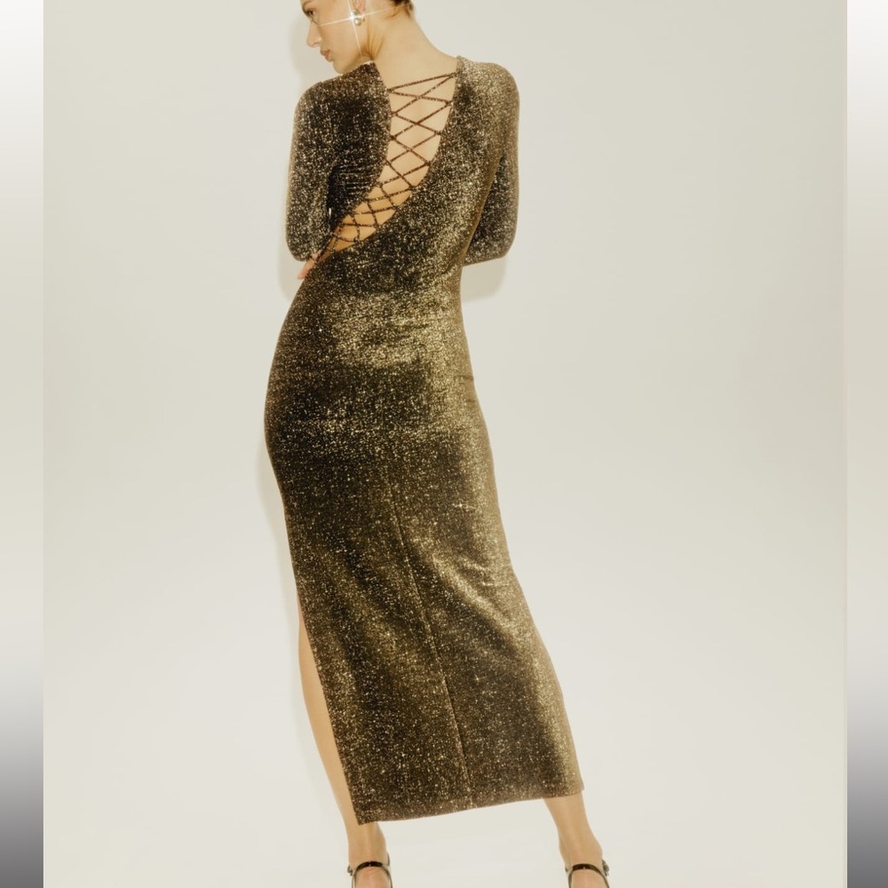 Reformation Kinsey Gold Knit Dress size XL